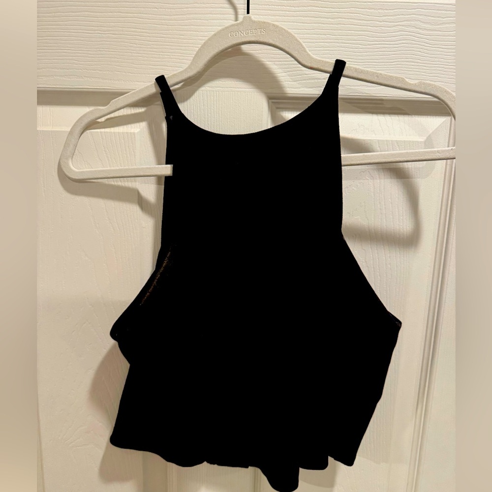 Black Suede Tank with Detailed Buttons on the back